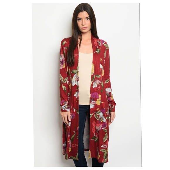 2 left❤️2 for $40❤️floral burgundy duster - Picture 2 of 5